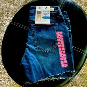 Seven 7 Wild Fire Blue Denim Stretch Shorts